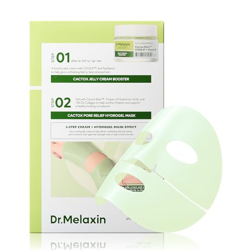 Dr.Melaxin CACTOX DE-PUFFING PORE TOX GEL MASK 4EA with Cactus Cooling Reduce Puffiness & Pore Tightening for Visible Pore Care Skin Repair