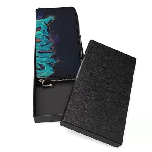 Letters Ghost Graffiti PU Leather Clutch Long Bifold Wallet, Coin Purse Credit Pass Case, Durable Card-Holder Money Storage for Women Men3