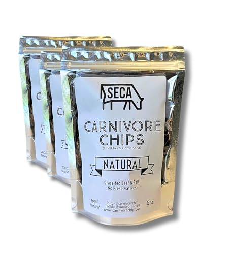 SECA - Carnivore Chips - Natural, Grass fed Beef and Salt, Carne Seca- Keto, Carnivore, Paleo