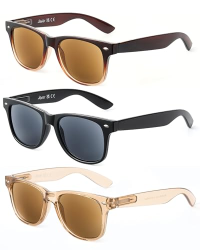 LADEESSE 3 Pack Reading Sunglasses for Women, UV400 Sun Readers Glasses Spring Hinge...