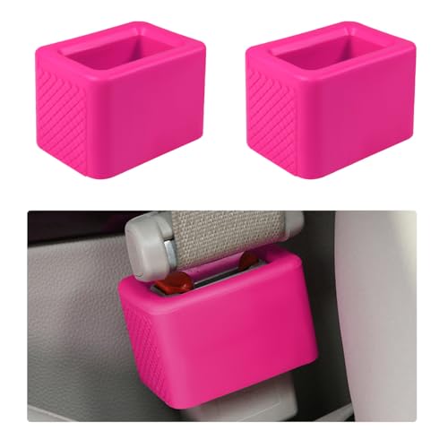 Image of Augeny 2 PCS Seat Belt Buckle Holder, Silicone Auto Rear Seatbelt Buckle Booster to Makes Receptacle Stand Upright for Easy Access, Universal Vehicle Seatbelt Buckle for Kids (Pink)