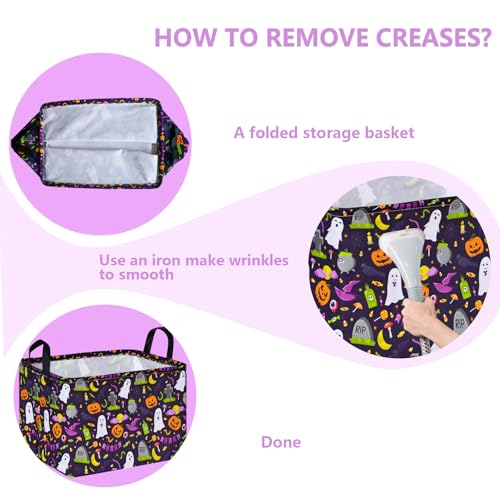 Image of Rec Halloween Ghost Storage Basket Box Hamper Collapsible Organizer Bin Gift Shelf Baskets for Home and Kitchen Storage