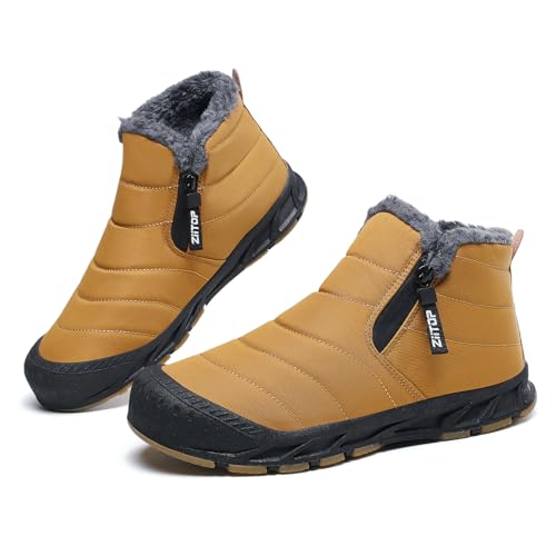 Snow Boots Mens Waterproof Winter Boots Fur Lined Warm Ankle Boots