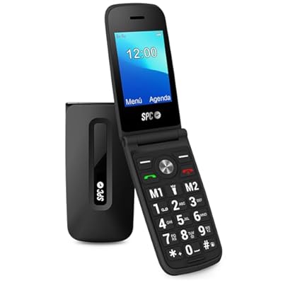 SPC Titan - Teléfono Móvil de Tapa para Mayores Botones y Teclas Grandes Fácil de Usar Timbre 100dB Configuración Remota Timbre y Notificaciones Inteligentes 2 Memorias Directas Color Negro