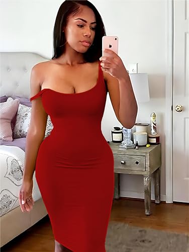 Image of Nimsruc Women Casual Sexy Tank Top Bodycon Dress Summer Pencil Sleeveless Basic Midi Club Dresses
