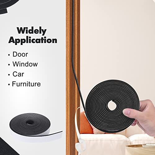 Kapoosy Adhesive Foam Tape Single Sided, 1/4 Inch W X 1/8 Inch T Weather Stripping Door Seal, Window Door Draught Excluder Air Conditioner Gasket Foam Tape, Total Length 50 Feet (16.5Ft X 3 Rolls) #TOP5