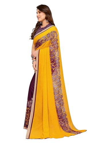 Image of KASHVI SAREES Women's Printed Georgette Saree With Unstitched Blouse Piece (Pack Of 2) -P2 1813 7 1190 2