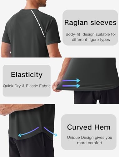 PINSPARK Mens 2 Pack UPF50+ Sun Protection Swim Surf Short Sleeve Athletic Shirts Rash Guard Quick Dry Performance Shirts3