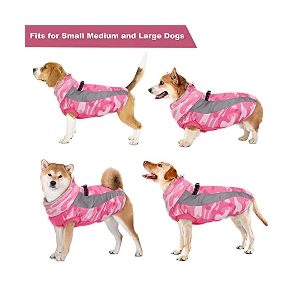 Warm Dog Winter Jacket Snow Coat Cold Weather Clothes, Puppy Fur Vest with Reflective Stripe, Windproof Adjustable Doggies Clothes Chilly Days Pet Outfit for Small Medium Large Dog, Pink XL Warm Dog Winter Jacket Snow Coat Cold Weather Clothes, Puppy Fur Vest with Reflective Stripe, Windproof Adjustable Doggies Clothes Chilly Days Pet Outfit for Small Medium Large Dog, Pink XL