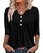 WIHOLL Early Fall FashionWomen Fall Fashion Must Haves Blouses 3/4 Length Sleeve Tops V Neck T Shirts Business Casual Tunic Tops Loose Fit Teacher Outfits M