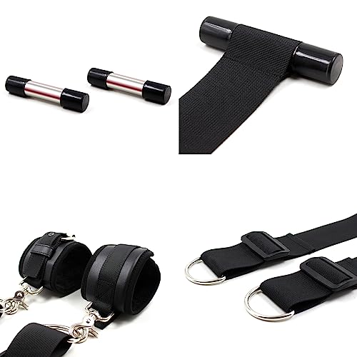 Image of Over The Door Entryway Restraints Hanging Bondage Cuffs for Sex Games, Leather Sex Toys Plush Wrist Cuffs for BDSM Restraints, Women and Men Bondage Toys Sex Handcuffs (Black-1)