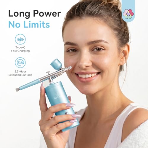 Image of SAVILAND High Air Pressure Airbrush Kit: Salon Results at Home Air Brush for Nails Dual Mode Portable Nail Airbrush Machine with Battery for French Nail Aura Nail Even Spray Mobile Nail Services