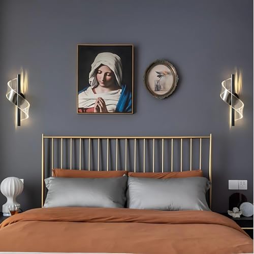 Image of One94Store Cross Border Minimalist Modern LED Wall Lamp (Black) | Nordic Style Creative Bedside Light | Ultra Bright,3 Color Modes for Bedroom, Living Room & Aisle Background Wall Fixture