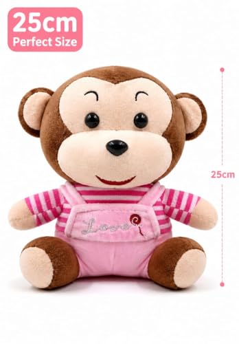 Image of Cute Monkey Soft Toy for Kids 25CM | Ultra Soft Plush Stuffed Monkey Teddy Bear | Huggable Cartoon Animal Plush Toy for Boys & Girls | Washable Gift Toy