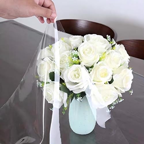 Image of sancua 100% Waterproof Rectangle PVC Tablecloth - 70 x 70 Inch - Oil Proof Spill Proof Vinyl Table Cloth, Wipe Clean Table Cover for Dining Tables, Buffet Parties and Camping, Crystal Clear