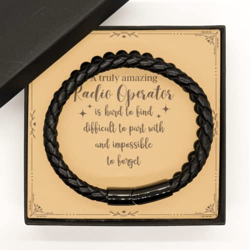 Radio Operator Gifts, A Truly Amazing Radio Operator Stone Leather Bracelet, Best Radio Operator Gifts for Mens, Thank You Radio Operator Retirement Appreciation Gifts for Radio Operator Message Card