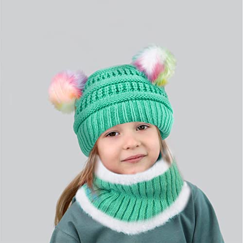 3 Pcs Kids Winter Knitted Beanie Hat Scarf Gloves Set Pompoms Knitted Beanie Mitten Scarves Fleece Lined for Toddler Girl Boy4