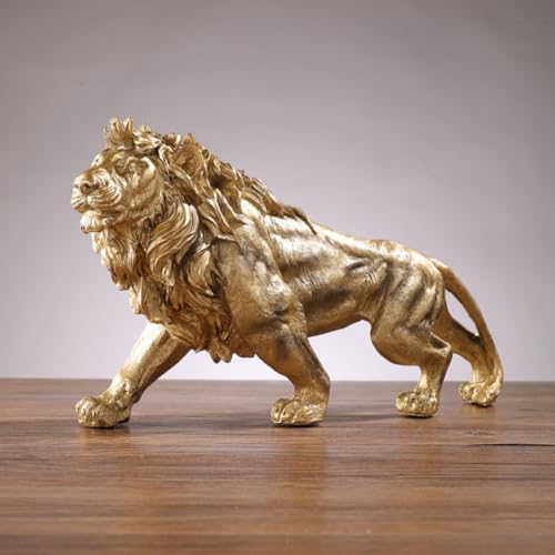 Statue de lion résistant au design délicat et base dorée chic - 5