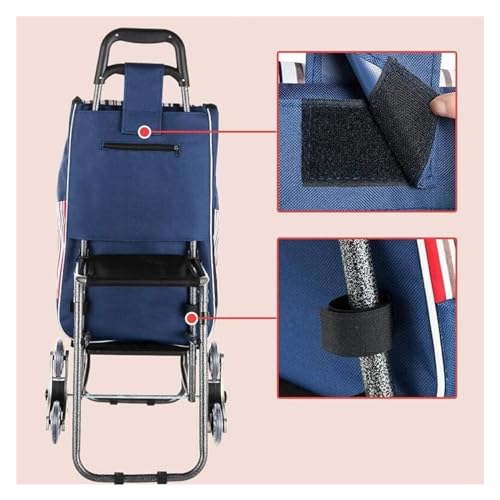 Carretilla plegable con asiento y ruedas para compras miniatura 3