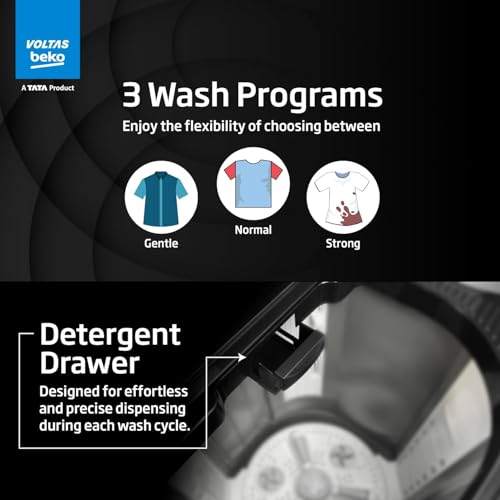 Image of Voltas Beko 9 kg Semi Automatic Top Load Washing Machine Black, Grey (WTT90UHA /OK5B1B1S26)