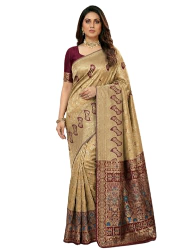 Image of C J Enterprise Women's Pure Soft Silk Saree With Blouse Piece For Wedding (Damru-Patola)
