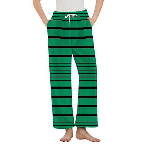 Women's Plush Pajama Pants Fleece Soft Straight Leg Warm Winter Lounge Sleep Pants Striped Pjs Bottoms with Pockets