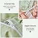 WARMDERN Duvet Cover Set Queen Size, 3pcs Washed Microfiber Green Bedding Set, Soft Breathable Striped Textured Seersucker Duvet Cover with Zipper Closure & Corner Ties(Green, Queen)