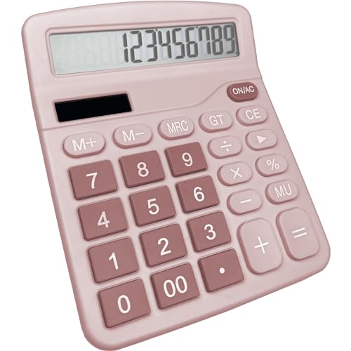 Newaner Calculadora,Calculadora Oficina con Pantalla LCD Grande de 12 Dígitos, Función Estándar Calculadora Basica para Oficina, Hogar y Escuela, Calculadora Financiera con Botones Grandes, Rosa