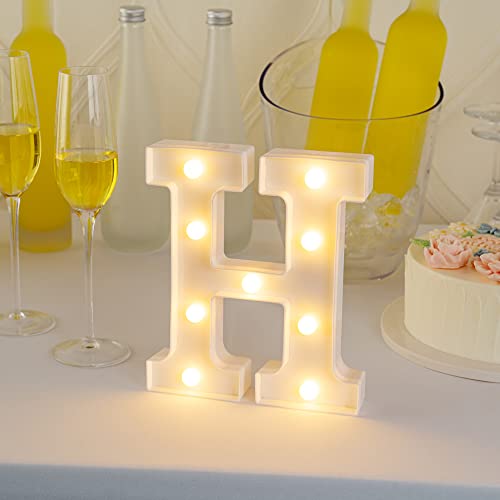 Image of Restaurantware Illumify 6 x 1.2 x 8.7 Inch Light Up Letter 1 Durable Marquee LED Light - Letter H Touchproof White Plastic Party Light Keyhole Slot For Parties Weddings Or Special Events