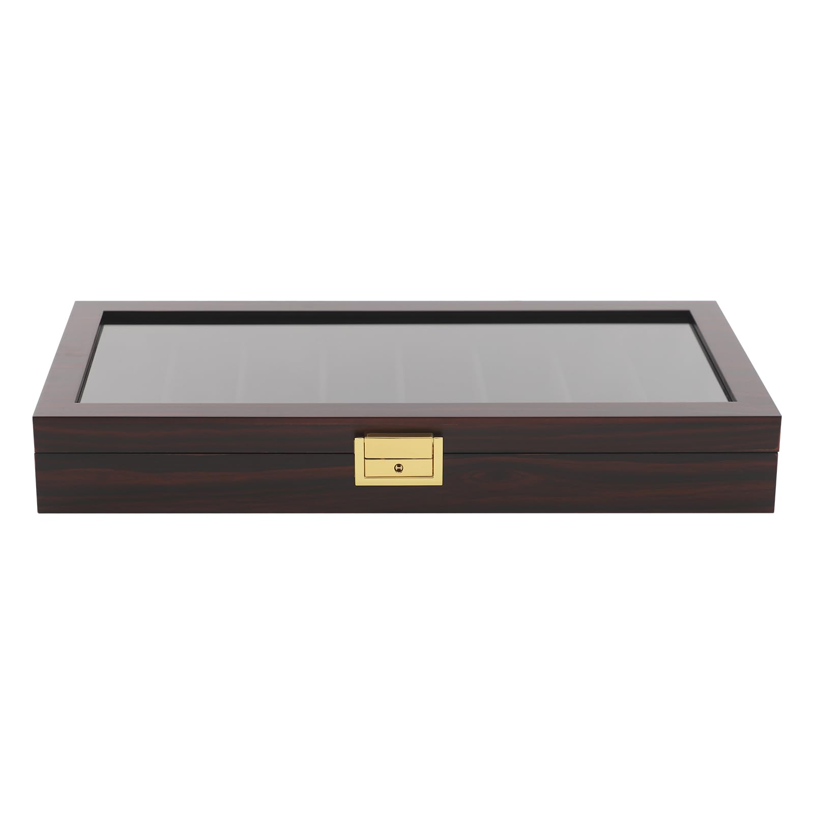 Présentoir à couteaux de poche pour 8 couteaux, aspect ébène, doublure en flanelle, fenêtre en verre, serrure en métal, organisateur et boîte de collection, cadeau pour homme