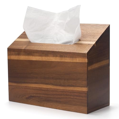 Hand Towel Box Cover Compatible with Kleenex Disposable Paper Hand Towels Acacia Wood Hand Towel Holder for Bathroom Kitchen Living Room Countertop