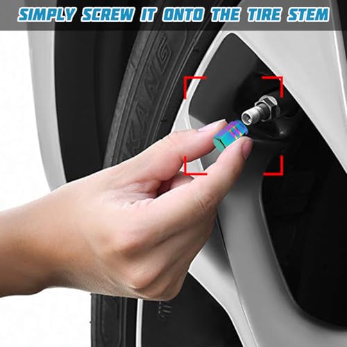Image of Osilly Car Tire Stem Valve Caps, 8 PCS Aluminum Alloy Valve Stem Covers, Leak-Proof Tire Cap Cover Accessories, Hexgon Style Wheel Air Valve Caps for SUV Car Bike (Multicolor)