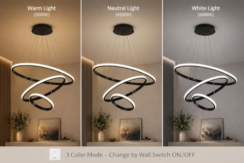 Image of Dreamie Mordern Led Chandelier Lights for Ceiling Size 600 Mm | Hanging Decoration Light for Living Room /Dinning Table /Office /Restaurant | Jhumar for Hall Decor | Black