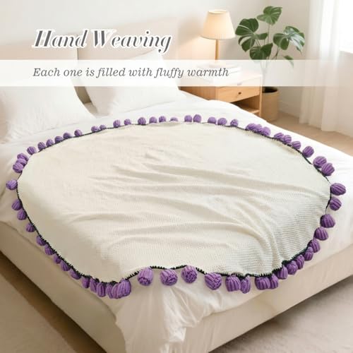 Image of Flower Bouquet Blanket, Gifts for Mom Daughter Grandkids Her Wife Girlfriend, Completed Crochet Flower Blanket,Soft Knitted Throw Blankets,Housewarming Gifts for Birthday Anniversary (Purple Roses)