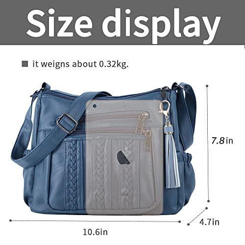Image of ELDA Purses for Women Pocketbooks Soft PU Leather Ladies Crossbody Purse Multi Pocket Shoulder Bag