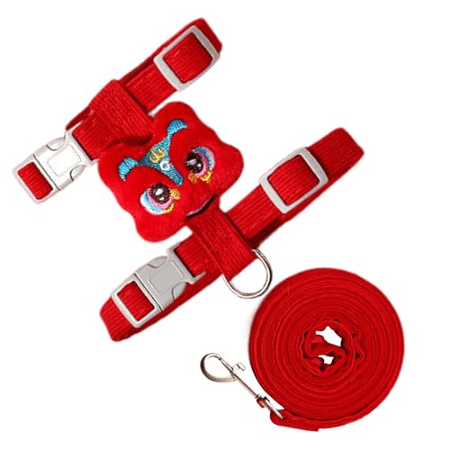 猫用ハーネスとリード,猫用リード | 犬用ハーネスダンスライオンの装飾が施された脱走防止子犬服 - 調節可能な猫の胸の硬さ、猫、犬、ペット用のペットアウトドアウェア用品