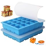 Floruvia 2er Pack1 EL modello in silicone per congelamento: ideale per conservare aglio, erbe aromatiche, zenzero, pesto, succo di limone ciotola in silicone per congelamento alimenti (blu)