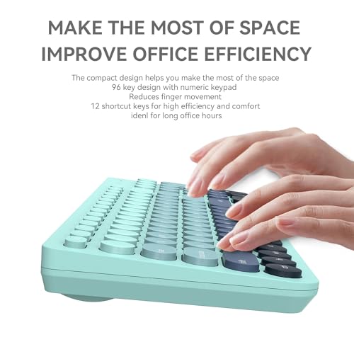 Image of Wireless Keyboards Mouse Combos, Colorful Cute Typewriter Full-Size Retro Round Keycaps, 2.4GHz Cordless Connection Sleep Mode Office Wireless Keyboard and Mouse Set for Desktop Laptop PC Computer