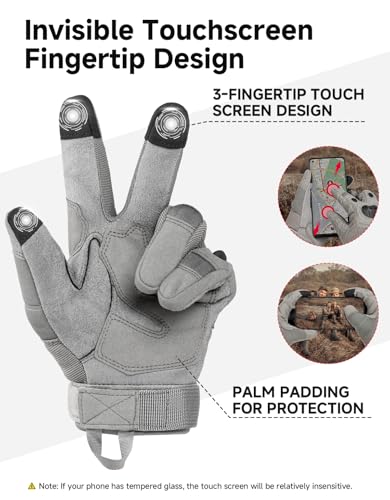 Image of KEMIMOTO Tactical Gloves for Men, Touchscreen Motorcycle Gloves with Hard Shell & Palm Padding for Sports Motorcycle Cycling Tactical Airsoft Paintball Hunting Hiking Camping Climbing