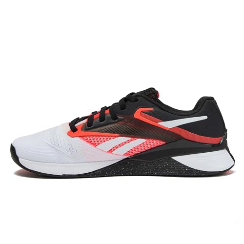 Reebok Nano X4 Mens Shoes, Cross Training Gym Sneakers for Men, Black/Footwear White/Orange Flare, 8