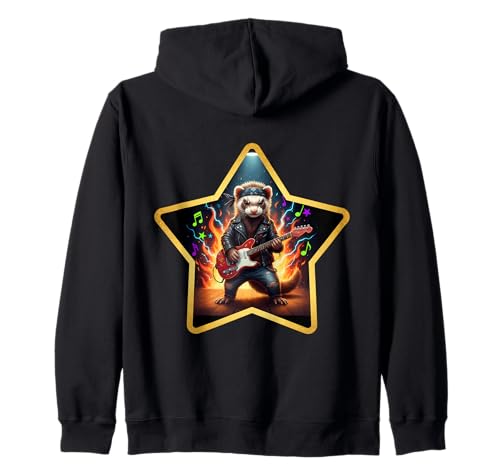 Rock Star Ferret Owner Lover Funny Guitar Music Pet Cool Fun Sweat à Capuche