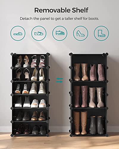 Image of KRISHYAM DIY Shoe Rack Organizer with Doors | 20 Pair Capacity | Portable Shoe Storage Cabinet for Boots, Shoes & Slippers | 10 Shelves - 5 Door Closet Organizer (Black)