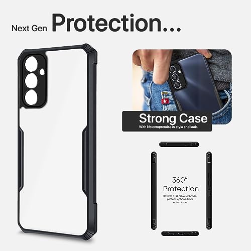 Image of Outlouders Back Cover for Samsung Galaxy M34 5G / F34 5G | Ultra Hybrid Transparent | Full Camera Protection | Raised Edge | Crystal Clear Bumper Case(Black)