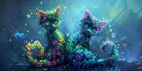 Peinture Diamond Enfant Kit Strass Chat Vue Nocturne 60 x 120 cm