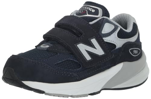 Image of New Balance Kid's 990 V6 Sneaker, Navy /Silver, 4 Wide US