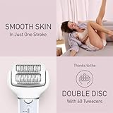Panasonic ES-EY90-A511 Wet and Dry Epilator, Double Disc with 60 Tweezers, Flexible 90° Pivoting Head, 3 Speed Seting & LED Light, Up to 30 Minutes Operation Time. - Image 2