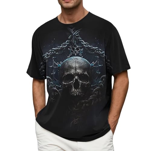 Camiseta de cuello redondo para hombre, divertido, estampado de dibujos animados, camisetas de té, ajuste relajado, cómodo, transpirable, manga corta, suave, ligero, de verano, suelto, informal, ropa