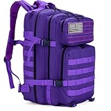 SEYATULLH Mochilas Tácticas Militares para Hombre/Mujer 45L Grandes Army Molle Bolsa Mochila de Senderismo para Acampar (Morado)