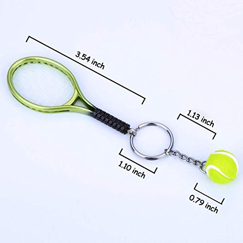 Creatiee-Pro 15Pcs Mini Tennis Racket Keychain Key Ring Tennis Ball Ring #TOP6