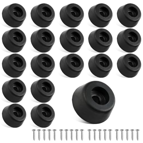 Image of HASTHIP 20Pcs Black Rubber Bush for Furniture Legs - Flat Rubber Round Feet with Screws Non-Slip Anti-Vibration Bumper Pads for Furniture, Cases, Electronics (O - 47mm, H - 12mm)